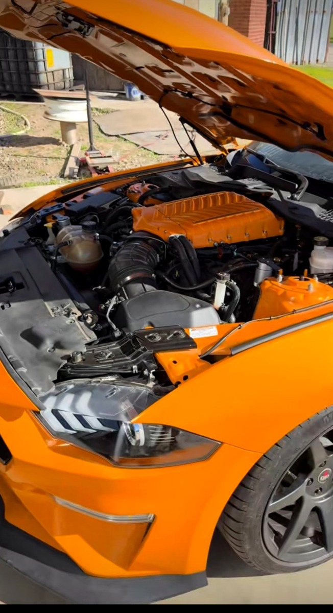 Orange engine bay powder coating